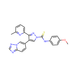 COc1ccc(NC(=S)n2cc(-c3ccc4ncnn4c3)c(-c3cccc(C)n3)n2)cc1 ZINC000072123076