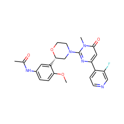 COc1ccc(NC(C)=O)cc1[C@H]1CN(c2nc(-c3ccncc3F)cc(=O)n2C)CCO1 ZINC000038240423