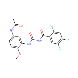 COc1ccc(NC(C)=O)cc1NC(=O)NC(=O)c1cc(F)c(F)cc1Cl ZINC000013673988