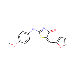 COc1ccc(NC2=NC(=O)/C(=C\c3ccco3)S2)cc1 ZINC000005796146