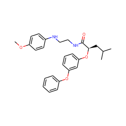 COc1ccc(NCCNC(=O)[C@@H](CC(C)C)Oc2cccc(Oc3ccccc3)c2)cc1 ZINC000028572112