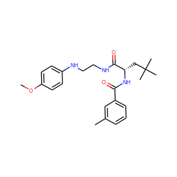 COc1ccc(NCCNC(=O)[C@H](CC(C)(C)C)NC(=O)c2cccc(C)c2)cc1 ZINC000014971304