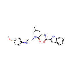 COc1ccc(NCCNC(=O)[C@H](CC(C)C)NC(=O)c2cc3ccccc3[nH]2)cc1 ZINC000013490303