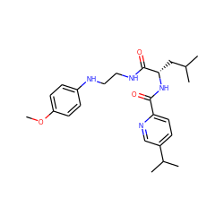 COc1ccc(NCCNC(=O)[C@H](CC(C)C)NC(=O)c2ccc(C(C)C)cn2)cc1 ZINC000003972197