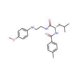 COc1ccc(NCCNC(=O)[C@H](CC(C)C)NC(=O)c2ccc(C)cc2)cc1 ZINC000013490297