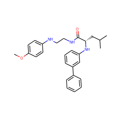 COc1ccc(NCCNC(=O)[C@H](CC(C)C)Nc2cccc(-c3ccccc3)c2)cc1 ZINC000028571832