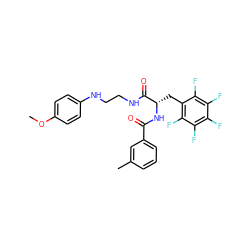 COc1ccc(NCCNC(=O)[C@H](Cc2c(F)c(F)c(F)c(F)c2F)NC(=O)c2cccc(C)c2)cc1 ZINC000014971383