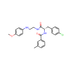 COc1ccc(NCCNC(=O)[C@H](Cc2ccc(Cl)cc2)NC(=O)c2cccc(C)c2)cc1 ZINC000014971327