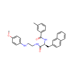 COc1ccc(NCCNC(=O)[C@H](Cc2ccc3ccccc3c2)NC(=O)c2cccc(C)c2)cc1 ZINC000014971370