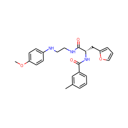 COc1ccc(NCCNC(=O)[C@H](Cc2ccco2)NC(=O)c2cccc(C)c2)cc1 ZINC000014971362