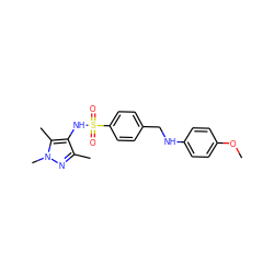 COc1ccc(NCc2ccc(S(=O)(=O)Nc3c(C)nn(C)c3C)cc2)cc1 ZINC001772572185