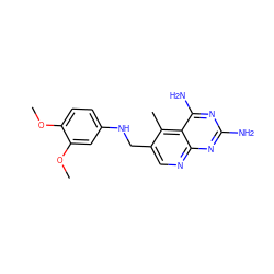 COc1ccc(NCc2cnc3nc(N)nc(N)c3c2C)cc1OC ZINC000003814951