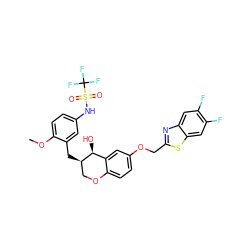COc1ccc(NS(=O)(=O)C(F)(F)F)cc1C[C@@H]1COc2ccc(OCc3nc4cc(F)c(F)cc4s3)cc2[C@@H]1O ZINC000003919978