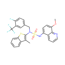 COc1ccc(NS(=O)(=O)N(Cc2ccc(F)c(C(F)(F)F)c2)c2sc3ccccc3c2C)c2cccnc12 ZINC000115231920