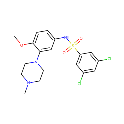 COc1ccc(NS(=O)(=O)c2cc(Cl)cc(Cl)c2)cc1N1CCN(C)CC1 ZINC000013782734