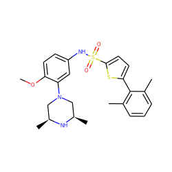 COc1ccc(NS(=O)(=O)c2ccc(-c3c(C)cccc3C)s2)cc1N1C[C@H](C)N[C@H](C)C1 ZINC000034663005