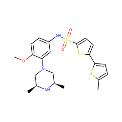 COc1ccc(NS(=O)(=O)c2ccc(-c3ccc(C)s3)s2)cc1N1C[C@H](C)N[C@H](C)C1 ZINC000095598548