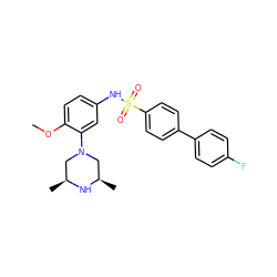 COc1ccc(NS(=O)(=O)c2ccc(-c3ccc(F)cc3)cc2)cc1N1C[C@H](C)N[C@H](C)C1 ZINC000035850402