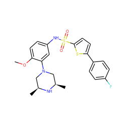 COc1ccc(NS(=O)(=O)c2ccc(-c3ccc(F)cc3)s2)cc1N1C[C@H](C)N[C@H](C)C1 ZINC000095598587