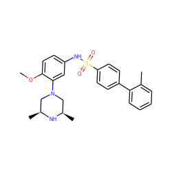 COc1ccc(NS(=O)(=O)c2ccc(-c3ccccc3C)cc2)cc1N1C[C@H](C)N[C@H](C)C1 ZINC000095598589