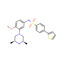 COc1ccc(NS(=O)(=O)c2ccc(-c3cccs3)cc2)cc1N1C[C@H](C)N[C@H](C)C1 ZINC000095598555