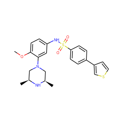 COc1ccc(NS(=O)(=O)c2ccc(-c3ccsc3)cc2)cc1N1C[C@H](C)N[C@H](C)C1 ZINC000038240569