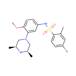 COc1ccc(NS(=O)(=O)c2ccc(Br)cc2C)cc1N1C[C@H](C)N[C@H](C)C1 ZINC000095598540