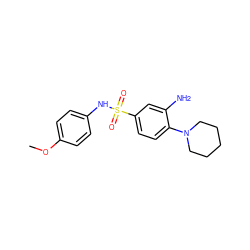 COc1ccc(NS(=O)(=O)c2ccc(N3CCCCC3)c(N)c2)cc1 ZINC000003885390