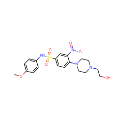 COc1ccc(NS(=O)(=O)c2ccc(N3CCN(CCO)CC3)c([N+](=O)[O-])c2)cc1 ZINC000012767329