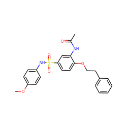 COc1ccc(NS(=O)(=O)c2ccc(OCCc3ccccc3)c(NC(C)=O)c2)cc1 ZINC000473136251