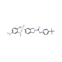 COc1ccc(NS(=O)(=O)c2ccc3c(c2)CN(C(=O)Nc2ccc(C(C)(C)C)cc2)C3)c(OC)c1 ZINC000220160767