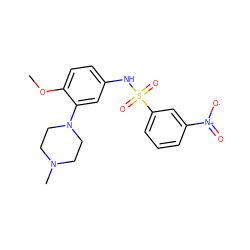 COc1ccc(NS(=O)(=O)c2cccc([N+](=O)[O-])c2)cc1N1CCN(C)CC1 ZINC000013782737