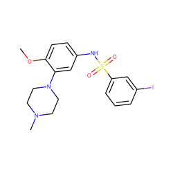 COc1ccc(NS(=O)(=O)c2cccc(I)c2)cc1N1CCN(C)CC1 ZINC000013782731