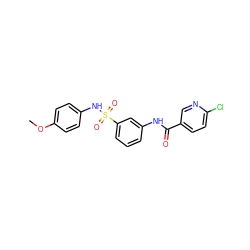 COc1ccc(NS(=O)(=O)c2cccc(NC(=O)c3ccc(Cl)nc3)c2)cc1 ZINC000009612539