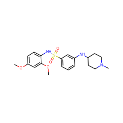 COc1ccc(NS(=O)(=O)c2cccc(NC3CCN(C)CC3)c2)c(OC)c1 ZINC000058602922