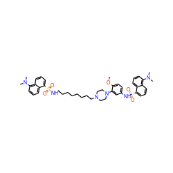 COc1ccc(NS(=O)(=O)c2cccc3c(N(C)C)cccc23)cc1N1CCN(CCCCCCCCNS(=O)(=O)c2cccc3c(N(C)C)cccc23)CC1 ZINC000095544869