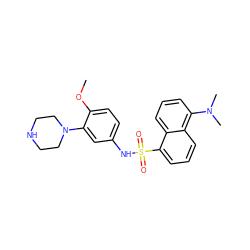 COc1ccc(NS(=O)(=O)c2cccc3c(N(C)C)cccc23)cc1N1CCNCC1 ZINC000064538975