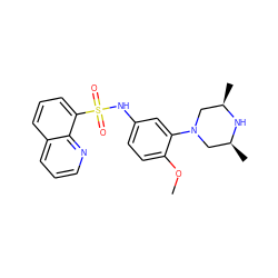 COc1ccc(NS(=O)(=O)c2cccc3cccnc23)cc1N1C[C@H](C)N[C@H](C)C1 ZINC000095598524