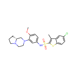 COc1ccc(NS(=O)(=O)c2sc3ccc(Cl)cc3c2C)cc1N1CCN2CCC[C@@H]2C1 ZINC000013441441