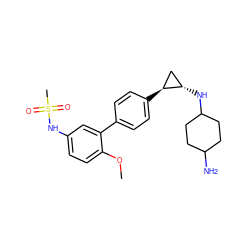 COc1ccc(NS(C)(=O)=O)cc1-c1ccc([C@H]2C[C@@H]2NC2CCC(N)CC2)cc1 ZINC000150138119