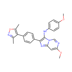 COc1ccc(Nc2c(-c3ccc(-c4c(C)noc4C)cc3)nc3cc(OC)ncn23)cc1 ZINC000299820412