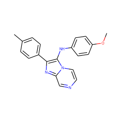 COc1ccc(Nc2c(-c3ccc(C)cc3)nc3cnccn23)cc1 ZINC000003896467