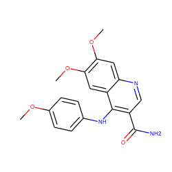 COc1ccc(Nc2c(C(N)=O)cnc3cc(OC)c(OC)cc23)cc1 ZINC000040413278