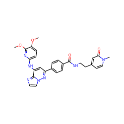 COc1ccc(Nc2cc(-c3ccc(C(=O)NCCc4ccn(C)c(=O)c4)cc3)nn3ccnc23)nc1OC ZINC000207368335