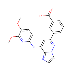 COc1ccc(Nc2cc(-c3cccc(C(=O)O)c3)nn3ccnc23)nc1OC ZINC000204927084