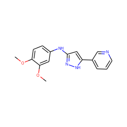 COc1ccc(Nc2cc(-c3cccnc3)[nH]n2)cc1OC ZINC000045495925