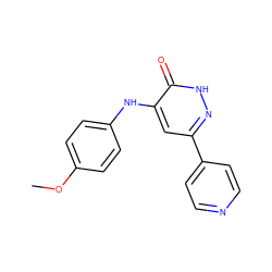 COc1ccc(Nc2cc(-c3ccncc3)n[nH]c2=O)cc1 ZINC000299827843