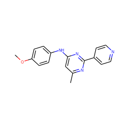 COc1ccc(Nc2cc(C)nc(-c3ccncc3)n2)cc1 ZINC000112072291