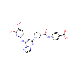 COc1ccc(Nc2cc(N3CC[C@H](C(=O)Nc4ccc(C(=O)O)cc4)C3)nn3ccnc23)nc1OC ZINC000207412404