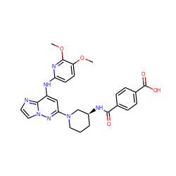 COc1ccc(Nc2cc(N3CCC[C@H](NC(=O)c4ccc(C(=O)O)cc4)C3)nn3ccnc23)nc1OC ZINC000207407725